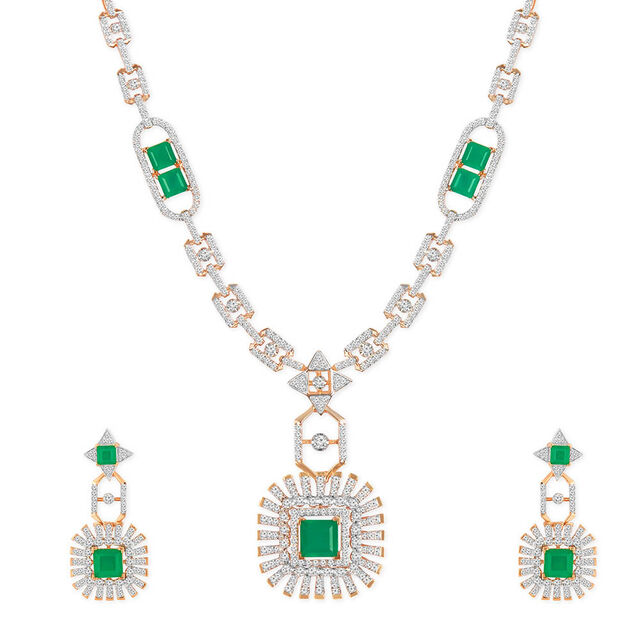 Tanishq 18KT Diamond Necklace Set for Women 3