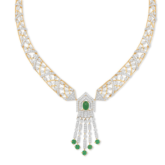 Tanishq 18KT Diamond Necklace Set for Women 2