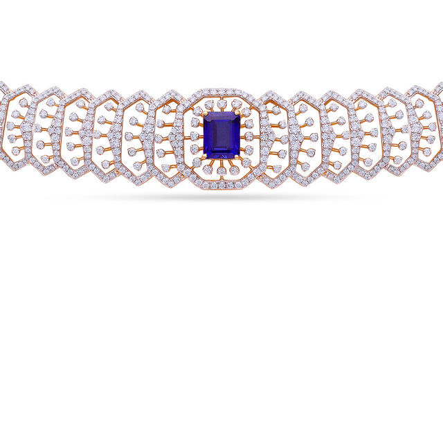 Tanishq 18KT Diamond Necklace Set for Women 