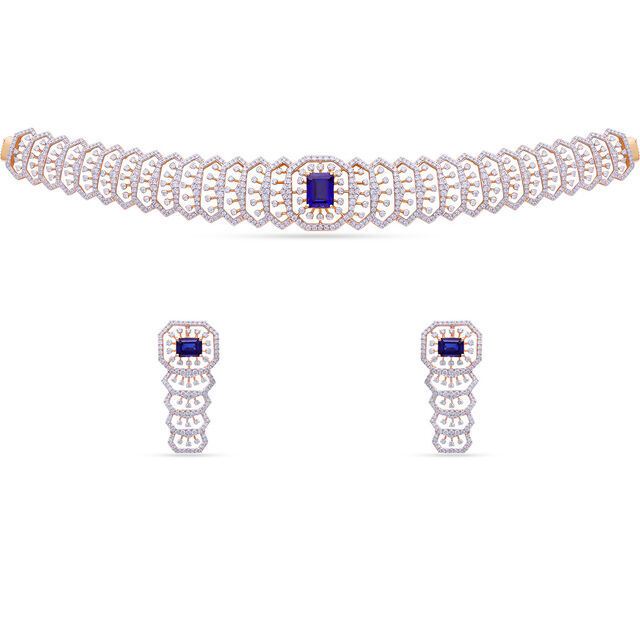 Tanishq 18KT Diamond Necklace Set for Women 2