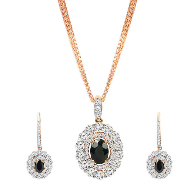 Tanishq 18KT Diamond Pendant with Earrings for Women 