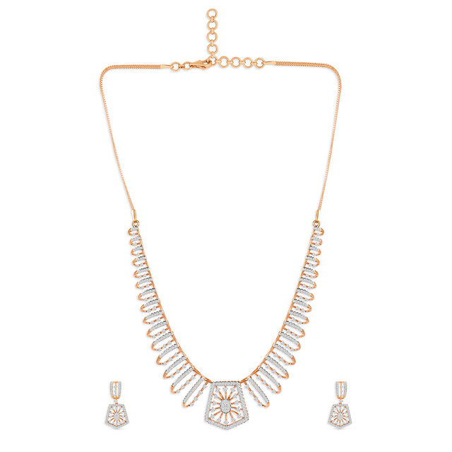 Tanishq 18KT Diamond Neckwear with Earrings for Women 