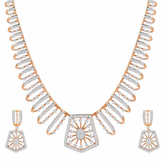 Tanishq 18KT Diamond Neckwear with Earrings for Women 2