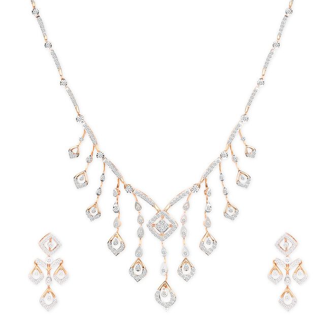 Tanishq 18KT Diamond Neckwear with Earrings for Women 2
