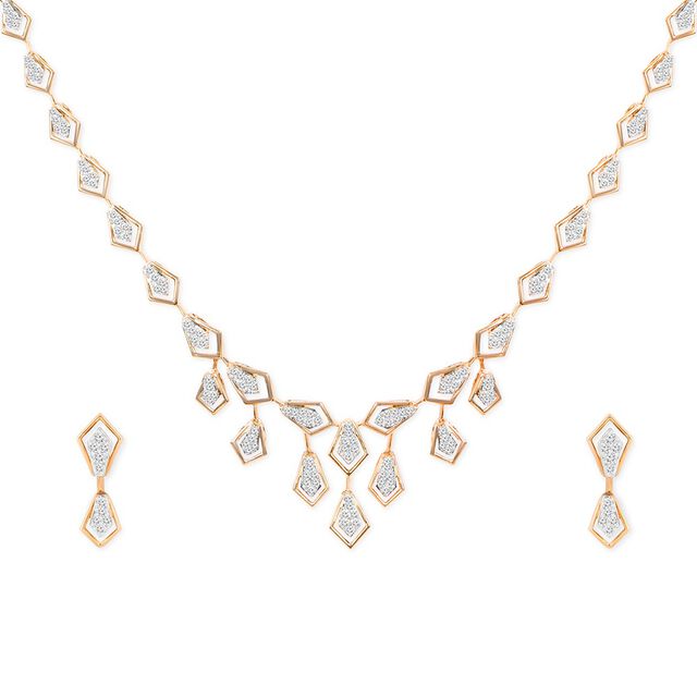 Tanishq 18KT Diamond Neckwear with Earrings for Women 3