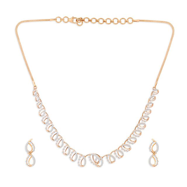 Tanishq 18KT Diamond Neckwear with Earrings for Women 