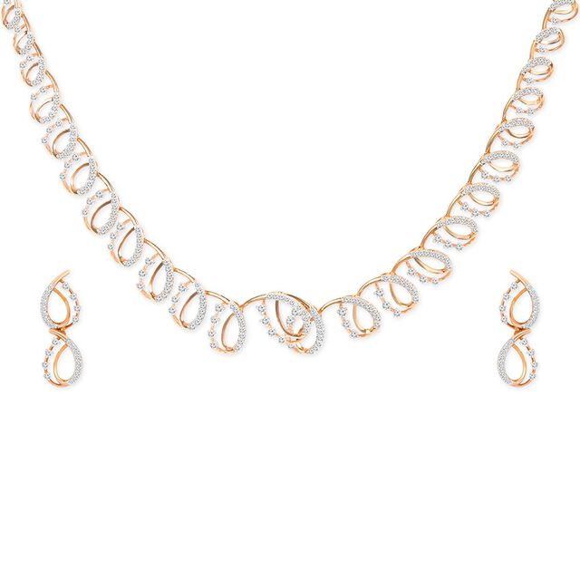 Tanishq 18KT Diamond Neckwear with Earrings for Women 3