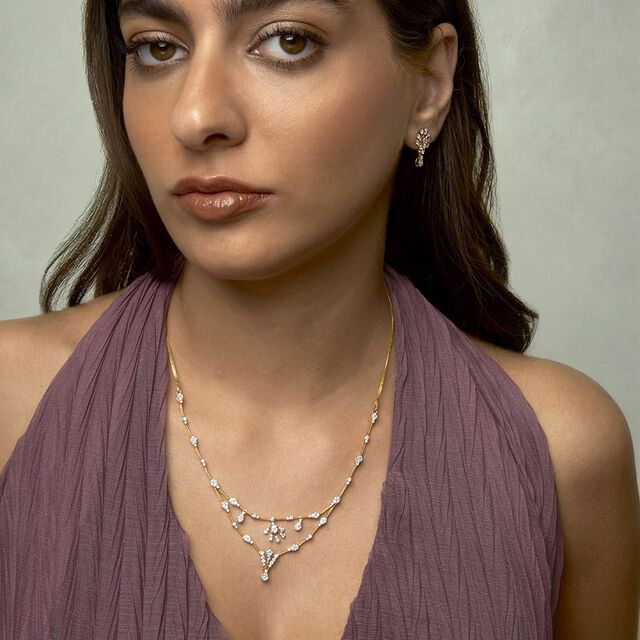 Tanishq 18KT Diamond Neckwear with Earrings for Women 2