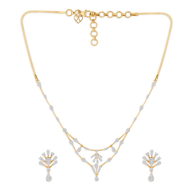 Tanishq 18KT Diamond Neckwear with Earrings for Women 