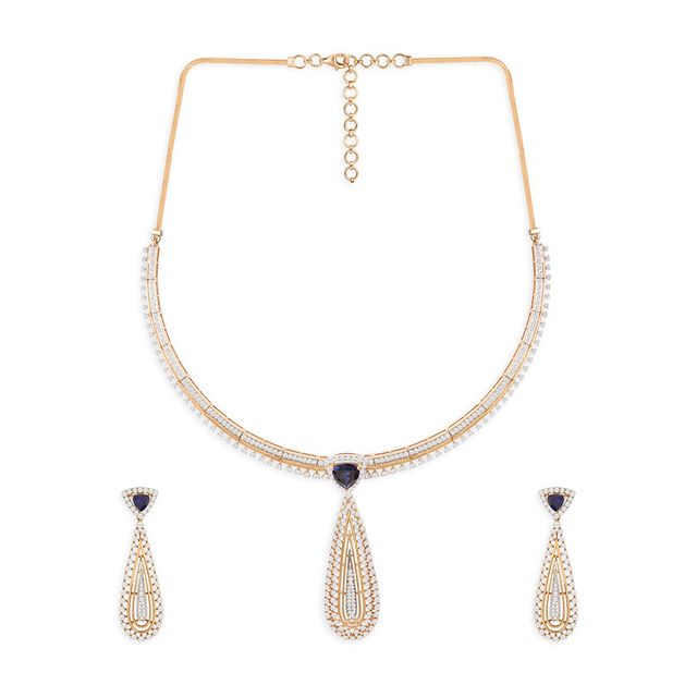 Tanishq 18KT  Gold Neckwear with Earrings for Women 
