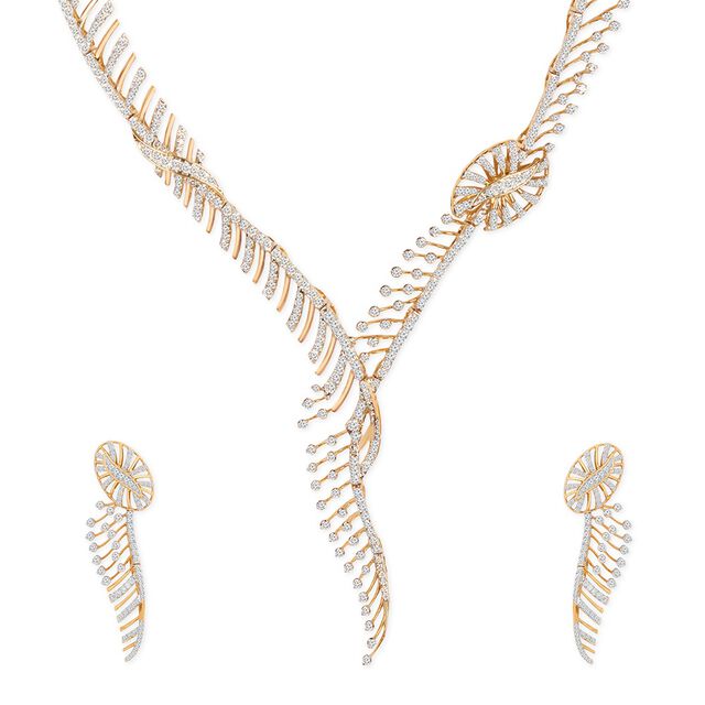 Tanishq 18KT Diamond Neckwear with Earrings for Women 2