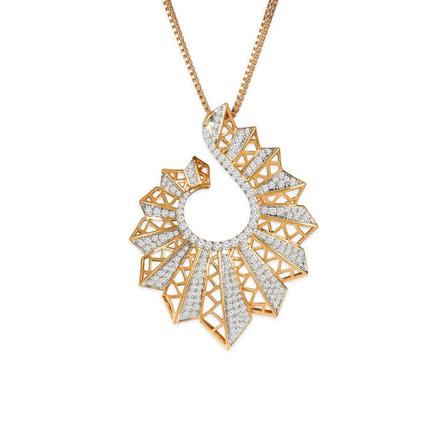 Tanishq 18KT Diamond Pendant with Earrings for Women 3