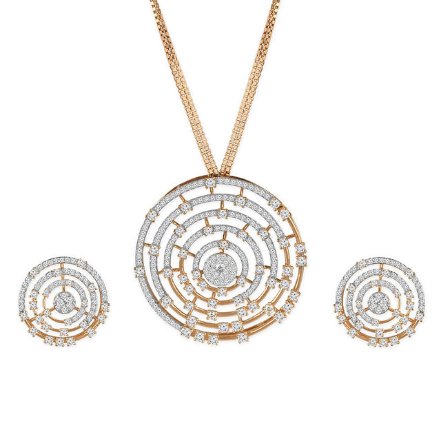 Tanishq 18KT Diamond Pendant with Earrings for Women 