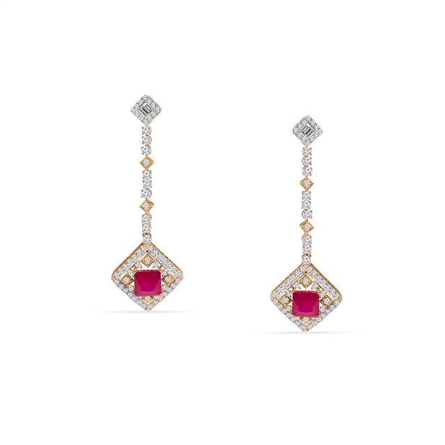 Tanishq 18KT  Gold Drop Earrings for Women 