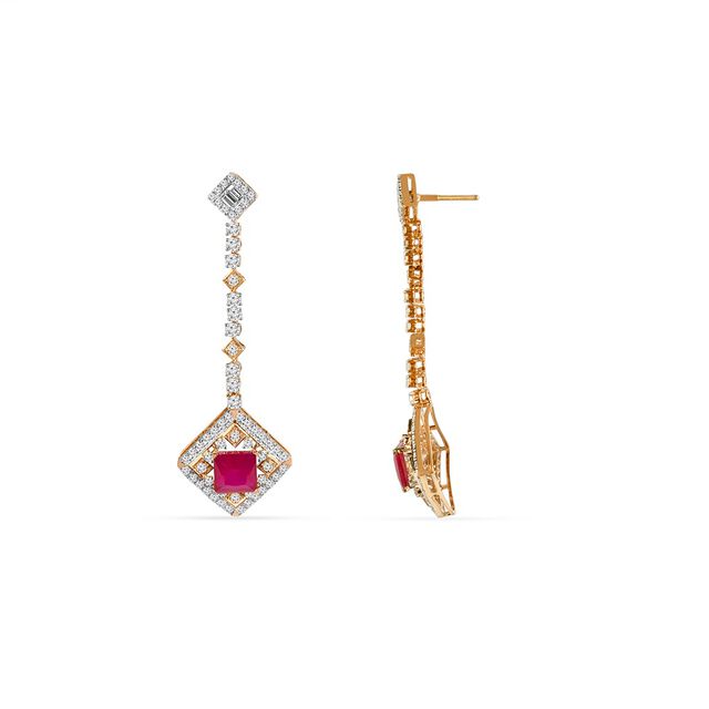 Tanishq 18KT  Gold Drop Earrings for Women 4