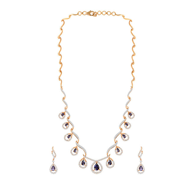 Tanishq 18KT Diamond Neckwear with Earrings for Women 