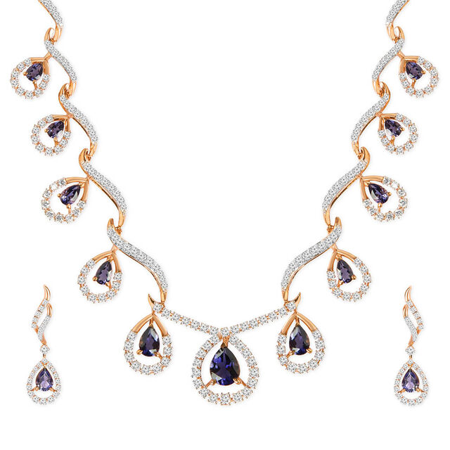 Tanishq 18KT Diamond Neckwear with Earrings for Women 3