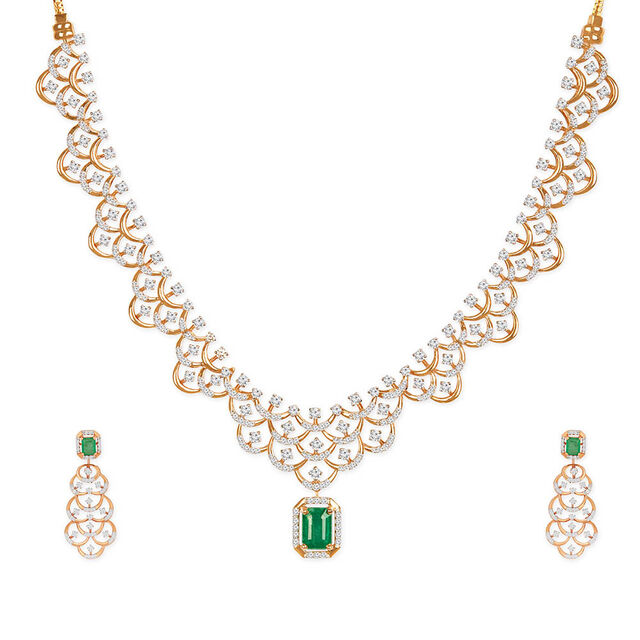 Tanishq 18KT Diamond Necklace Set for Women 2