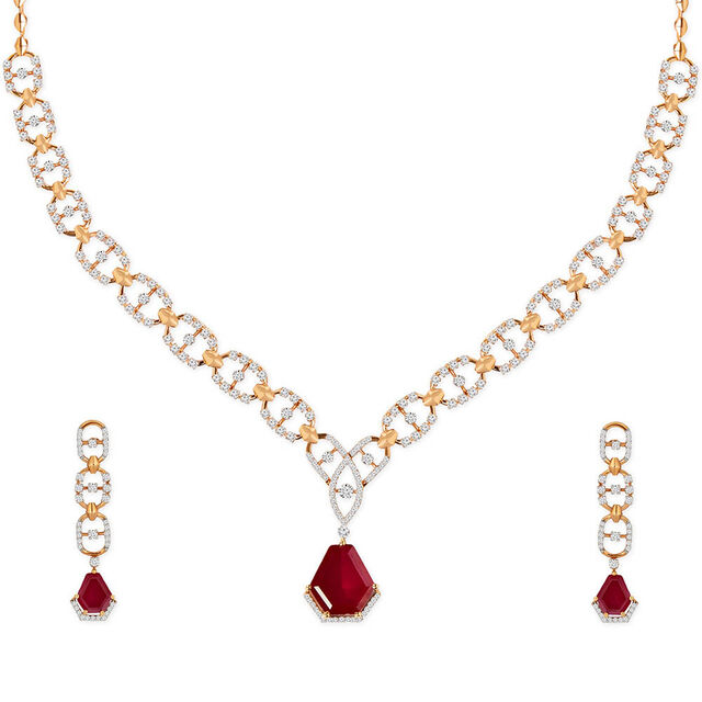 Tanishq 18KT Diamond Neckwear with Earrings for Women 2