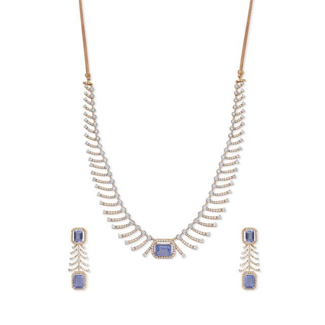 Tanishq 18KT Diamond Necklace Set for Women 