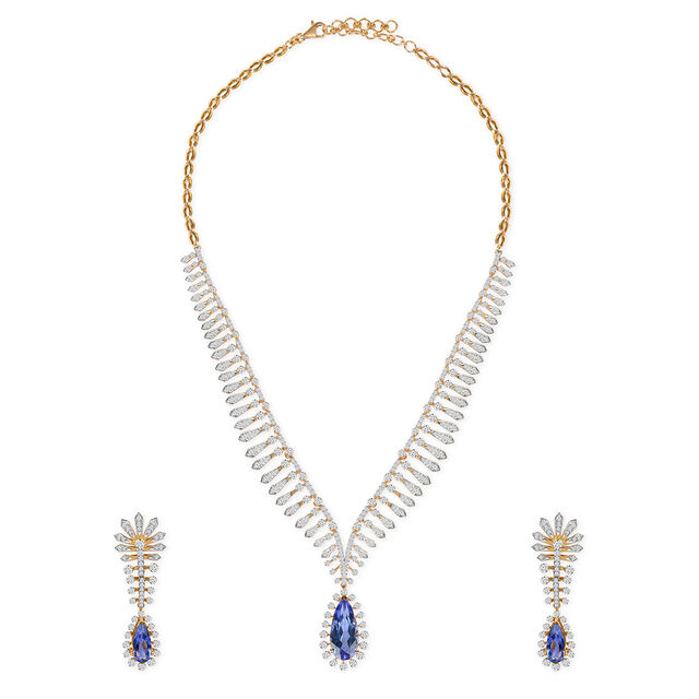 Tanishq 18KT Diamond Neckwear with Earrings for Women 