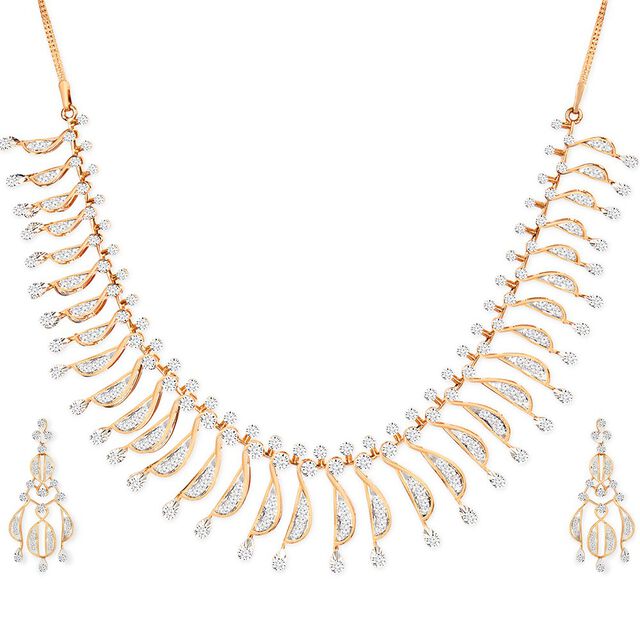 Tanishq 18KT Diamond Neckwear and Earring Set for Women 3