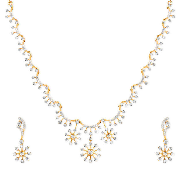 Tanishq 18KT Diamond Neckwear and Earring Set for Women 3