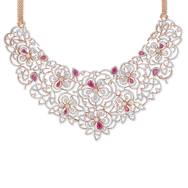 Tanishq 18KT Diamond Necklace Set for Women 2