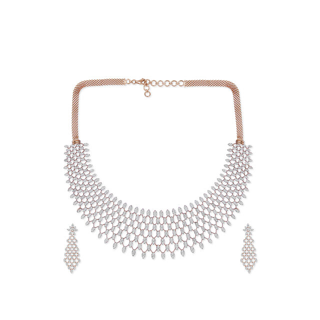 Tanishq 18KT Diamond Necklace Set for Women 