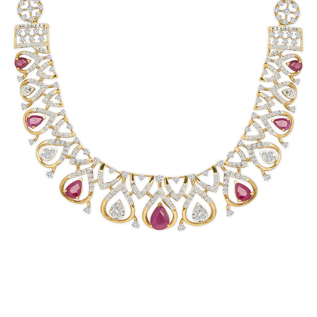 Tanishq 18KT Diamond Necklace Set for Women 2