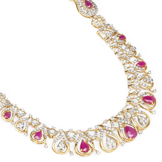 Tanishq 18KT Diamond Necklace Set for Women 3
