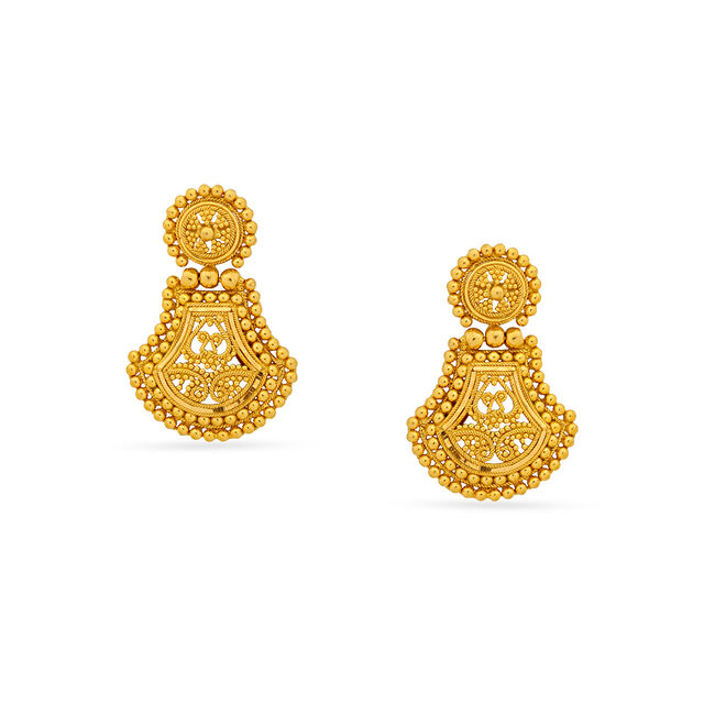 Breathtaking 22 Karat Yellow Gold Beaded Drop Earrings,,hi-res 