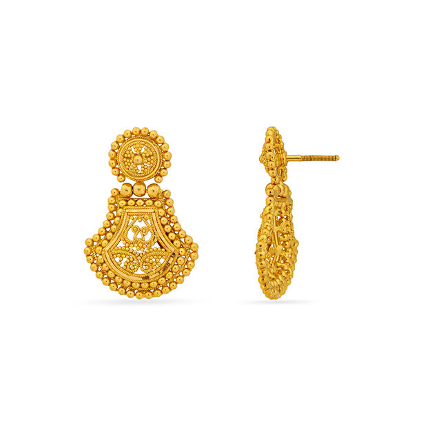 Breathtaking 22 Karat Yellow Gold Beaded Drop Earrings,,hi-res 2