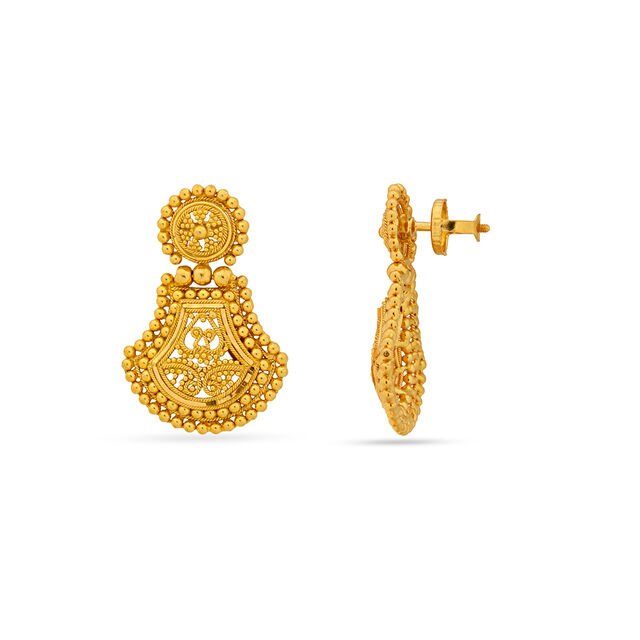 Breathtaking 22 Karat Yellow Gold Beaded Drop Earrings 3