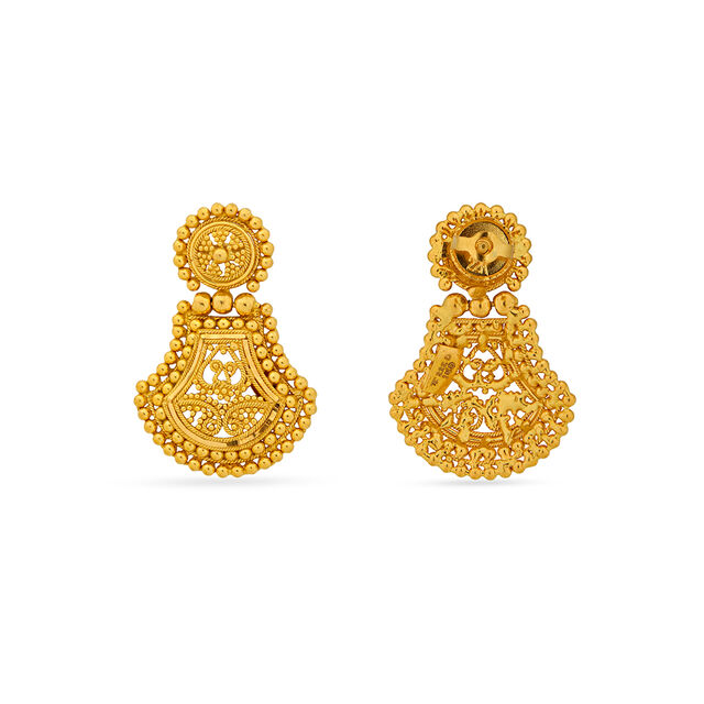 Breathtaking 22 Karat Yellow Gold Beaded Drop Earrings 4