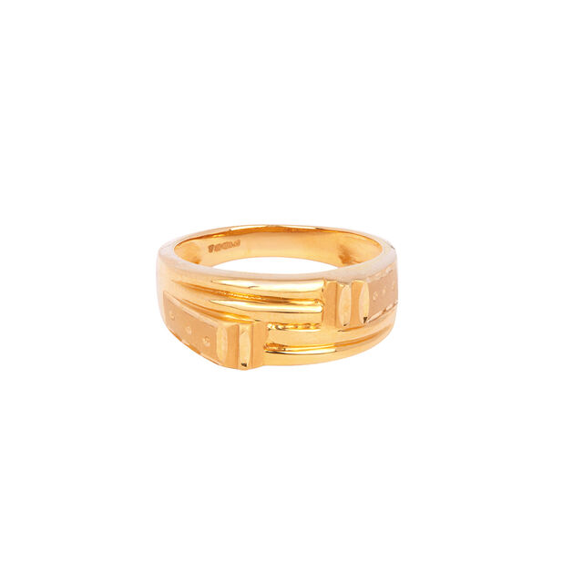 Bold 22 Karat Yellow Gold Geometric Ring 