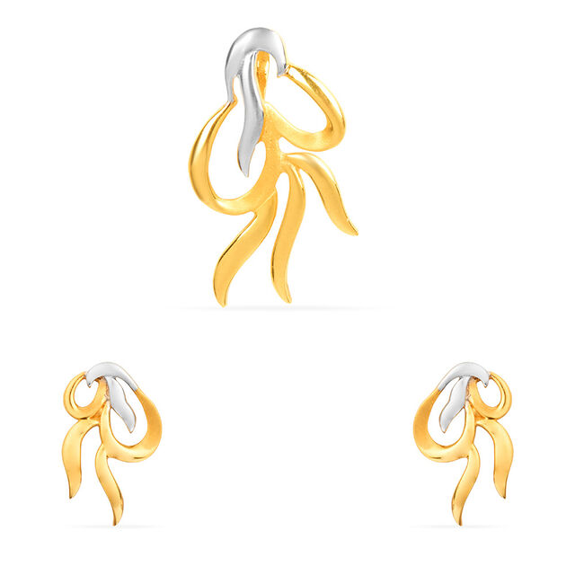 Simple Yellow Gold Pendant and Earrings Set,,hi-res 