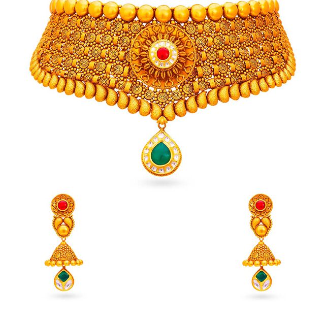 Tanishq 22 Karat Gold Necklace Set for Women 