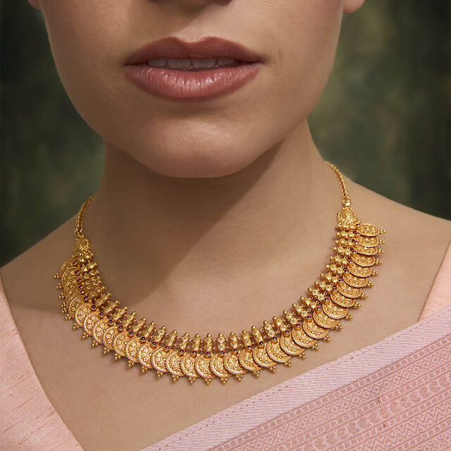 Tanishq 22KT Synthetic Stone Necklace for Women 2