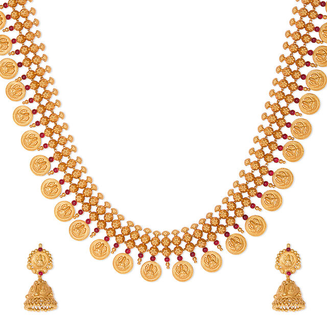 Divine Lakshmi Kasu Gold Necklace Set,,hi-res 2