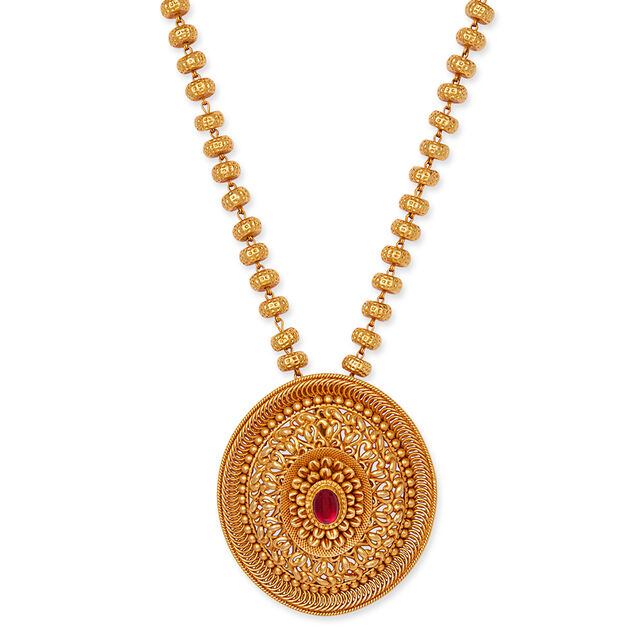 Tanishq 22KT  Gold Pendant with Chain  for Women 2