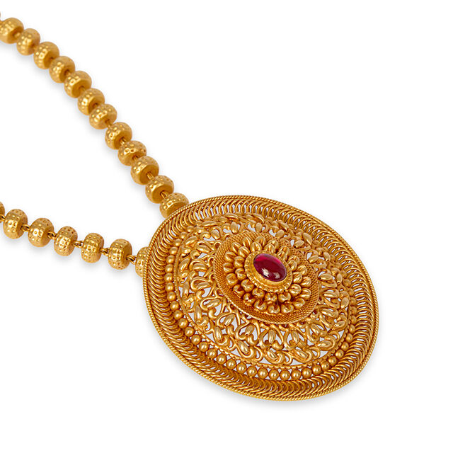 Tanishq 22KT  Gold Pendant with Chain  for Women 3