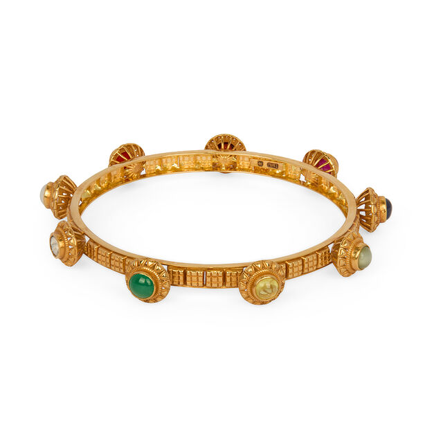 Contemporary Geometric Gold Bangle 