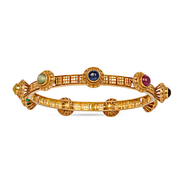 Contemporary Geometric Gold Bangle 3