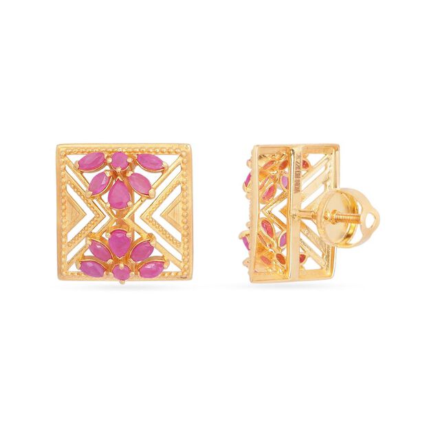 Tanishq 22KT Gold Stud Earring for Women 2