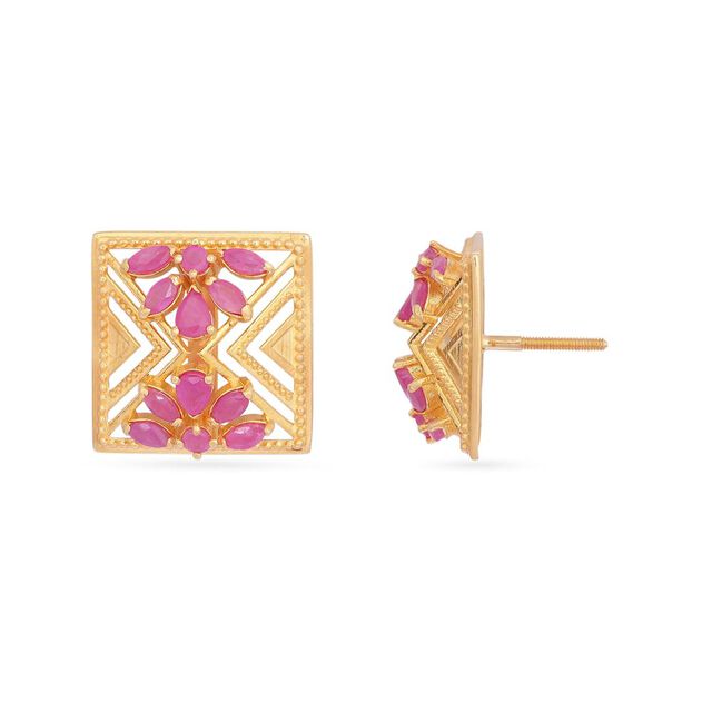 Tanishq 22KT Gold Stud Earring for Women 4