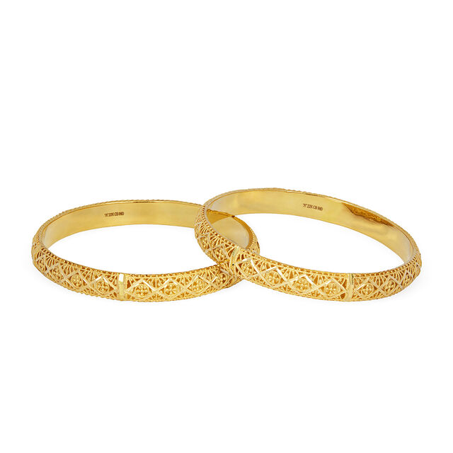 Sparking Yellow Gold Filigree Bangles 3