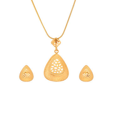 Enchanting Gold Pendant and Earrings Set