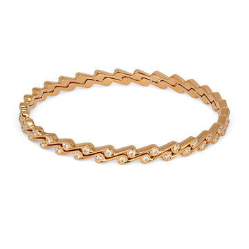 Zig-Zag Gold and Diamond Bangle