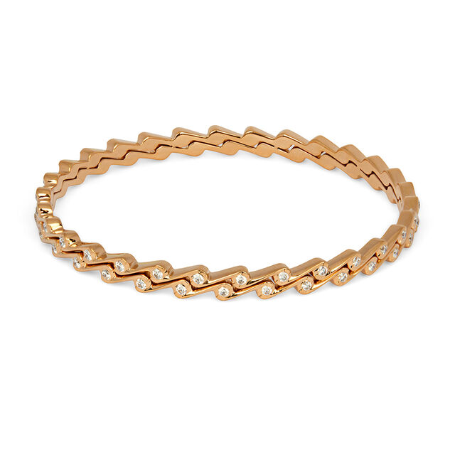 Zig-Zag Gold and Diamond Bangle 